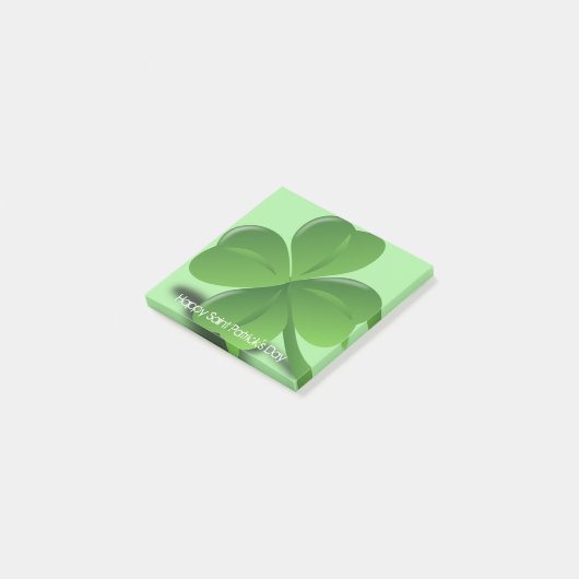 Happy St. Patricks Day Green Kleeblatt Post-it Klebezettel (angewinkelt)
