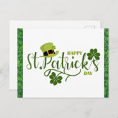 Happy St Patricks Day Green Kleeblatt Postkarte (Vorne/Hinten)