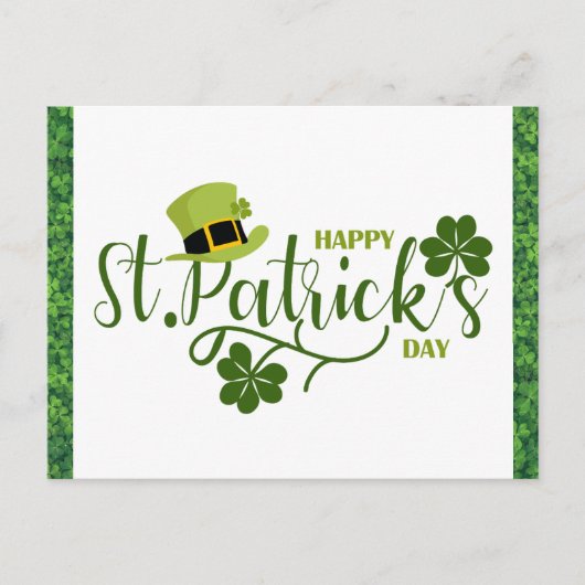 Happy St Patricks Day Green Kleeblatt Postkarte (Vorderseite)