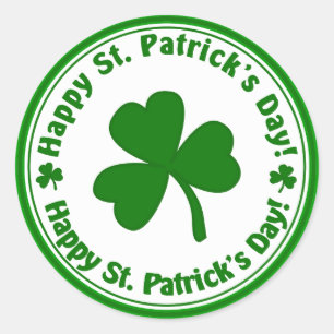 Happy St. Patrick's Day Green Kleeblatt Stickers