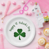 Happy St. Patrick's Day Green Kleeblatt Typografie Pappteller (Party)