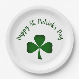 Happy St. Patrick's Day Green Kleeblatt Typografie Pappteller