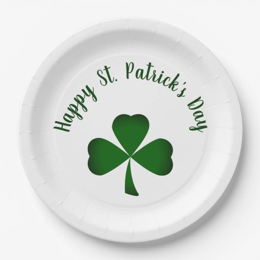 Happy St. Patrick's Day Green Kleeblatt Typografie Pappteller (Vorderseite)