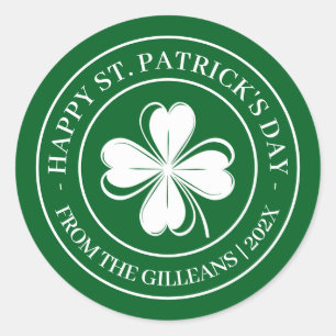 Happy St. Patrick's Day Green Kleeblatts Familie Runder Aufkleber