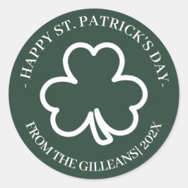 Happy St. Patrick's Day Green Kleeblatts Familie Runder Aufkleber