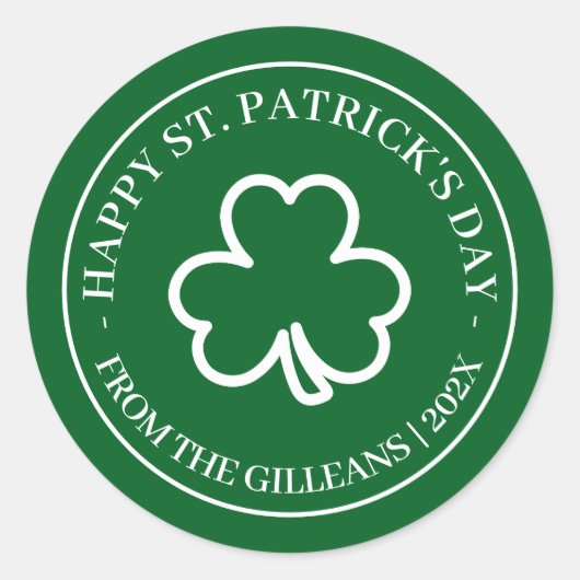 Happy St. Patrick's Day Green Kleeblatts Familie Runder Aufkleber (Vorderseite)