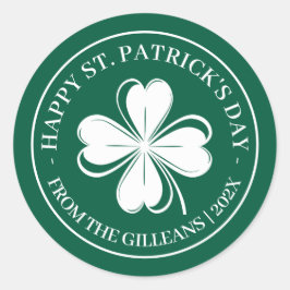 Happy St. Patrick's Day Green Kleeblatts Familie Runder Aufkleber