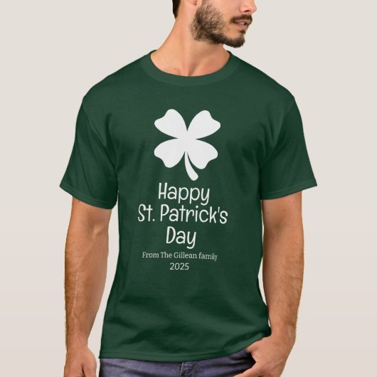 Happy St. Patrick's Day Green Kleeblatts Familie T-Shirt (Vorderseite)
