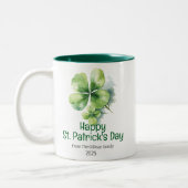 Happy St. Patrick's Day Green Kleeblatts Familie Zweifarbige Tasse (Links)