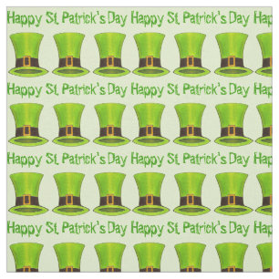 Happy St. Patrick's Day Green Leprechaun Tophat Stoff