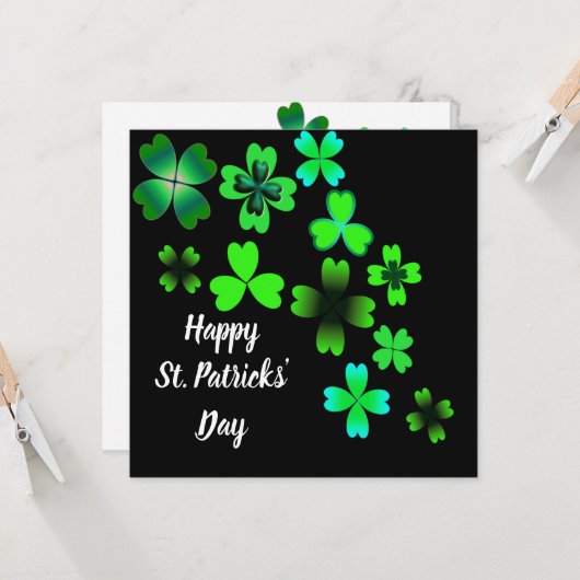 Happy St. Patrick's Day, Green Lucky Kleeblatt Karte (Vorderseite/Rückseite Beispiel)