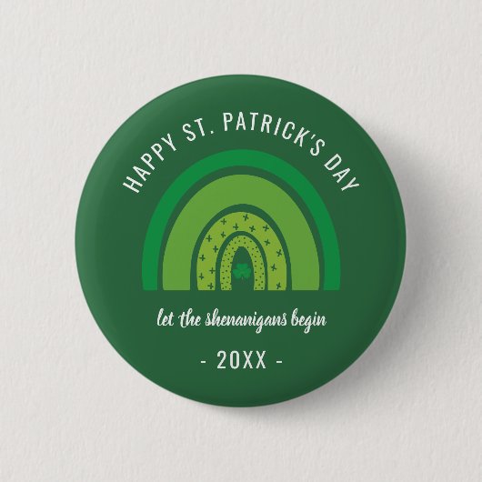 Happy St Patricks Day Green Rainbow Irish Kleeblat Button (Vorderseite)
