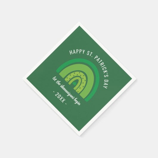 Happy St Patricks Day Green Rainbow Irish Kleeblat Serviette (Ecke)