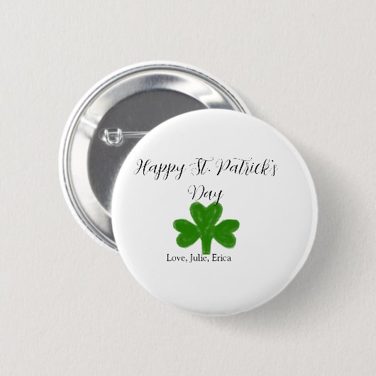 Happy St. Patrick's day green shamrock name Button (Vorne & Hinten)