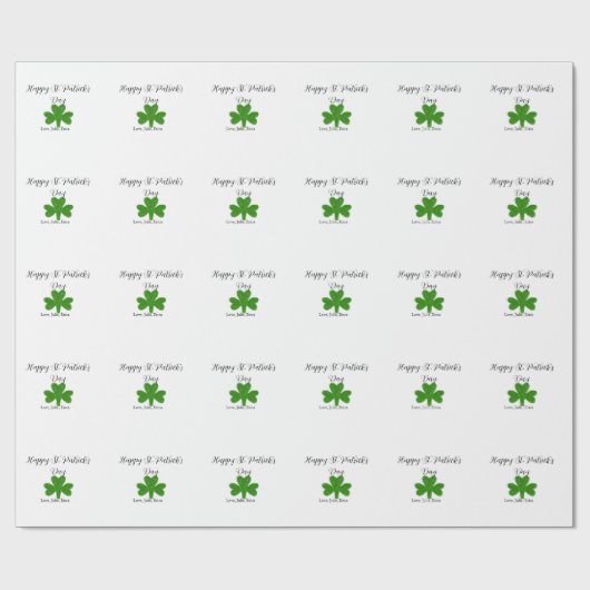Happy St. Patrick's day green shamrock name Geschenkpapier (Flach)