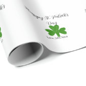 Happy St. Patrick's day green shamrock name Geschenkpapier (Rolleneckpunkt)