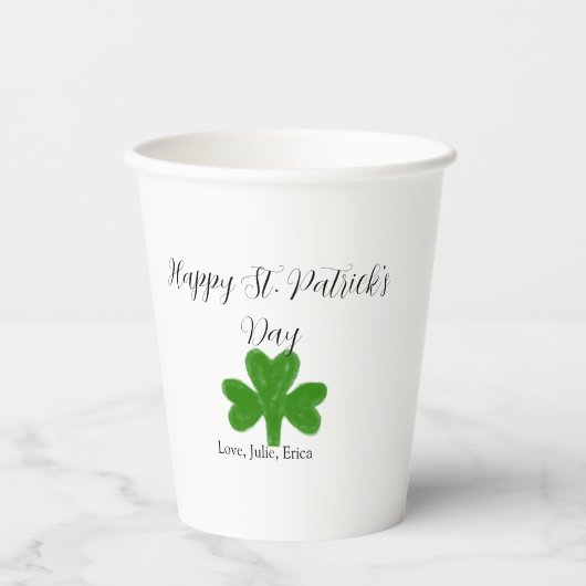 Happy St. Patrick's day green shamrock name Pappbecher (Vorderseite)