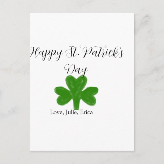 Happy St. Patrick's day green shamrock name Postkarte (Vorderseite)