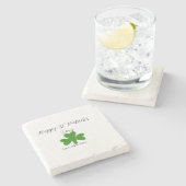 Happy St. Patrick's day green shamrock name Steinuntersetzer (Seitenansicht)