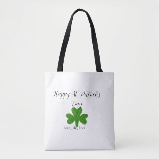 Happy St. Patrick's day green shamrock name Tasche (Vorderseite)