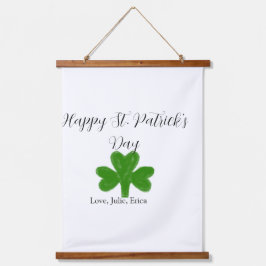 Happy St. Patrick's day green shamrock name Wandteppich Mit Holzrahmen