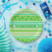 Happy St. Patrick's Day Green Streifen Pappteller (Party)