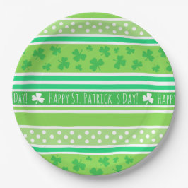 Happy St. Patrick's Day Green Streifen Pappteller