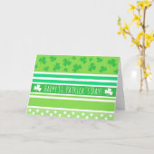 Happy St Patrick's Day Green Stripes Karte (Gelbe Blume)