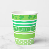 Happy St Patrick's Day Green Stripes Pappbecher (Rückseite)