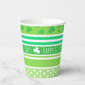 Happy St Patrick's Day Green Stripes Pappbecher (Links)
