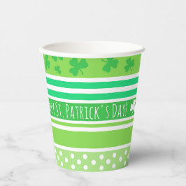 Happy St Patrick's Day Green Stripes Pappbecher