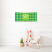 Happy St. Patrick's Day Green Tartan Lucky Clover Banner (Insitu)