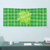 Happy St. Patrick's Day Green Tartan Lucky Clover Banner (Messe)