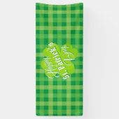 Happy St. Patrick's Day Green Tartan Lucky Clover Banner (Vertikal)