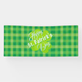 Happy St. Patrick's Day Green Tartan Lucky Clover Banner (Horizontal)