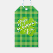 Happy St. Patrick's Day Green Tartan Lucky Clover Geschenkanhänger (Rückseite)