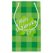 Happy St. Patrick's Day Green Tartan Lucky Clover Kleine Geschenktüte (Rückseite)