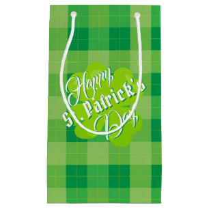 Happy St. Patrick's Day Green Tartan Lucky Clover Kleine Geschenktüte