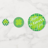 Happy St. Patrick's Day Green Tartan Lucky Clover Konfetti (Rückseiten)
