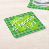 Happy St. Patrick's Day Green Tartan Lucky Clover Rechteckiger Pappuntersetzer (angewinkelt)