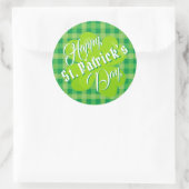Happy St. Patrick's Day Green Tartan Lucky Clover Runder Aufkleber (Tasche)