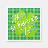 Happy St. Patrick's Day Green Tartan Lucky Clover Serviette (Vorderseite)