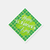 Happy St. Patrick's Day Green Tartan Lucky Clover Serviette (Ecke)