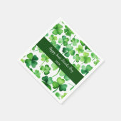 Happy St Patricks Day Green Watercolor Kleeblatt Serviette (Ecke)