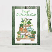 Happy St. Patrick's Day Green WoodPostcard Holida Feiertagskarte (Vorderseite)