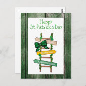 Happy St. Patrick's Day Green WoodPostcard Postkarte (Vorne/Hinten)