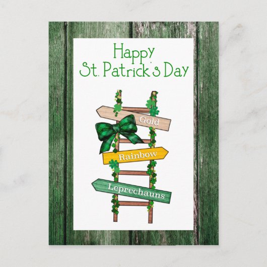 Happy St. Patrick's Day Green WoodPostcard Postkarte (Vorderseite)