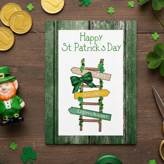 Happy St. Patrick's Day Green WoodPostcard Postkarte
