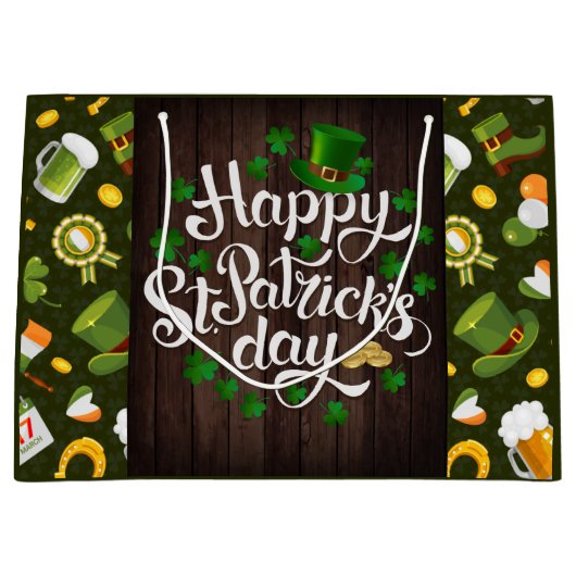 Happy St. Patrick's Day Große Geschenktüte (Vorderseite)