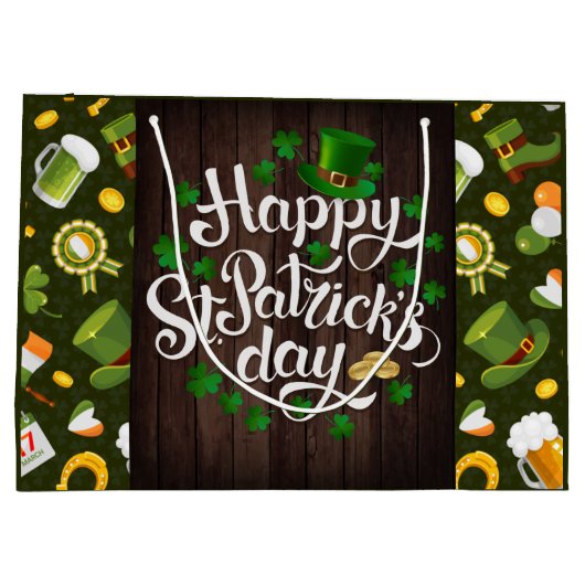 Happy St. Patrick's Day Große Geschenktüte (Rückseite)